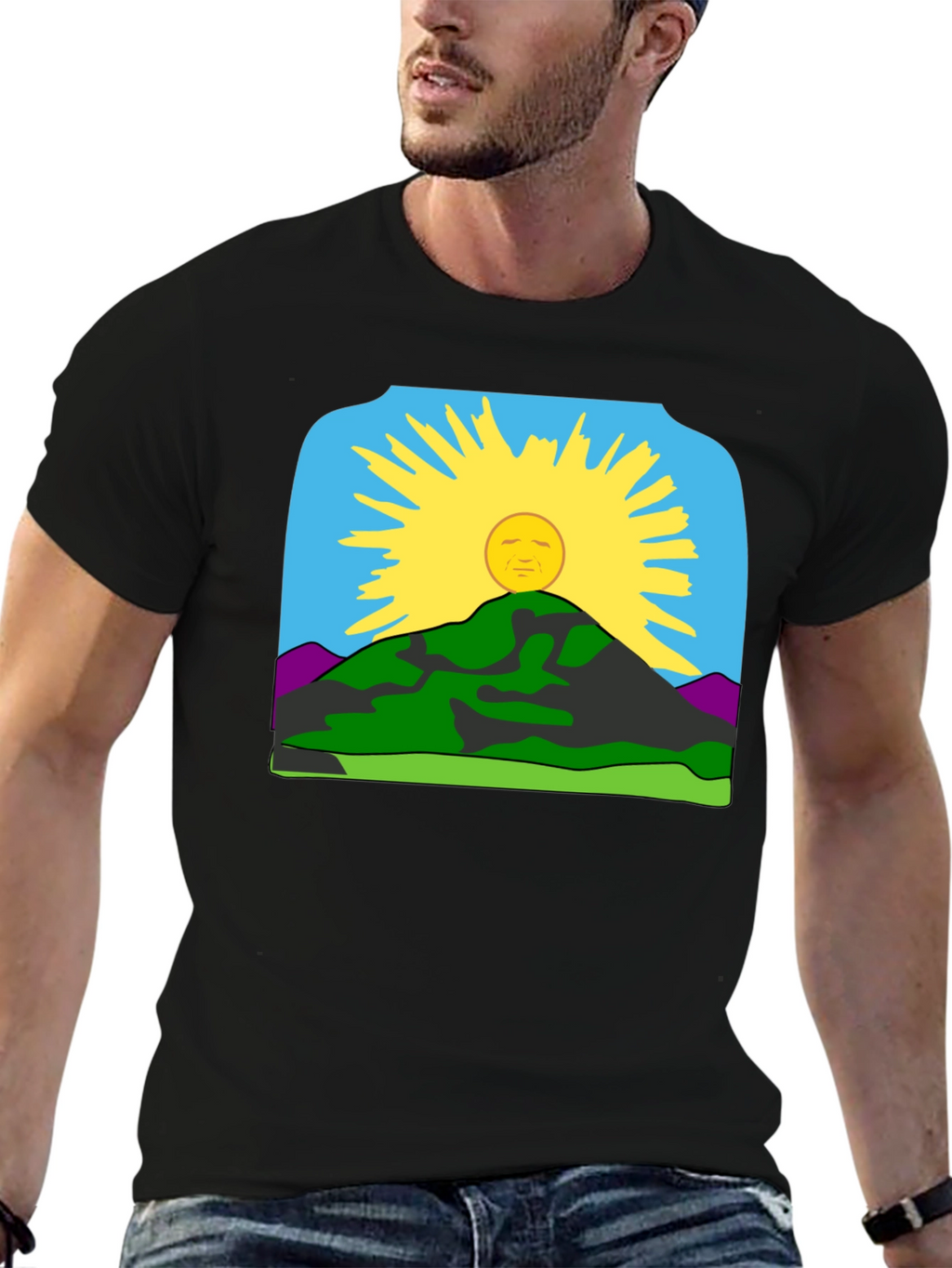Sunrise Mountain Graphic Tee - Black Casual Shirt