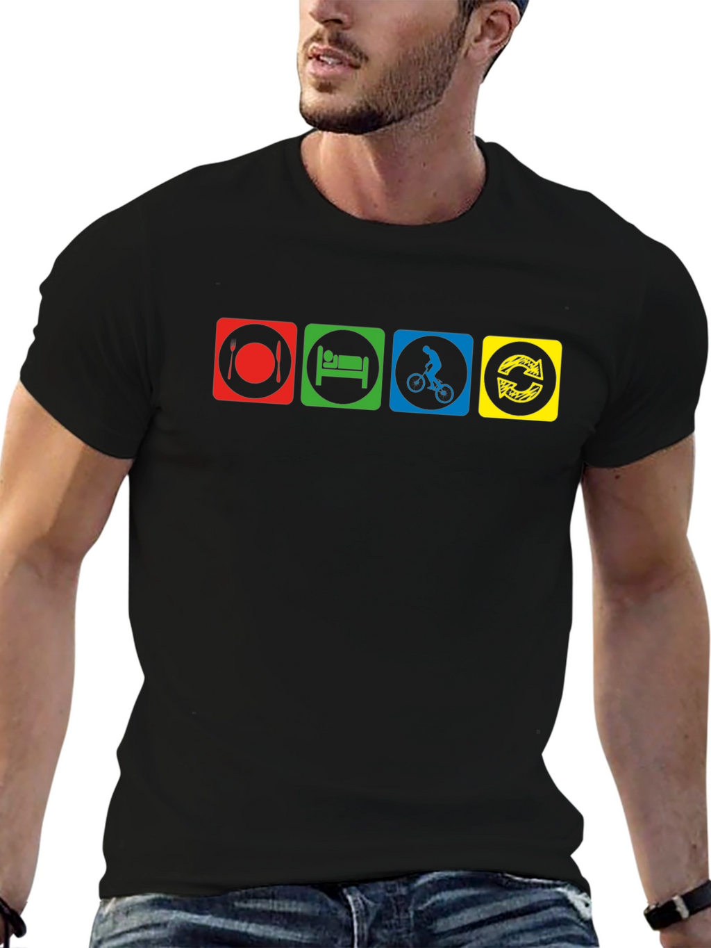Eat Sleep Ride Repeat Black T-Shirt