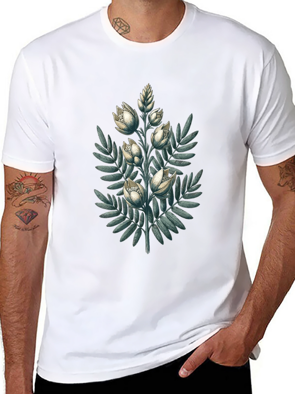 Botanical Bloom Black T-Shirt