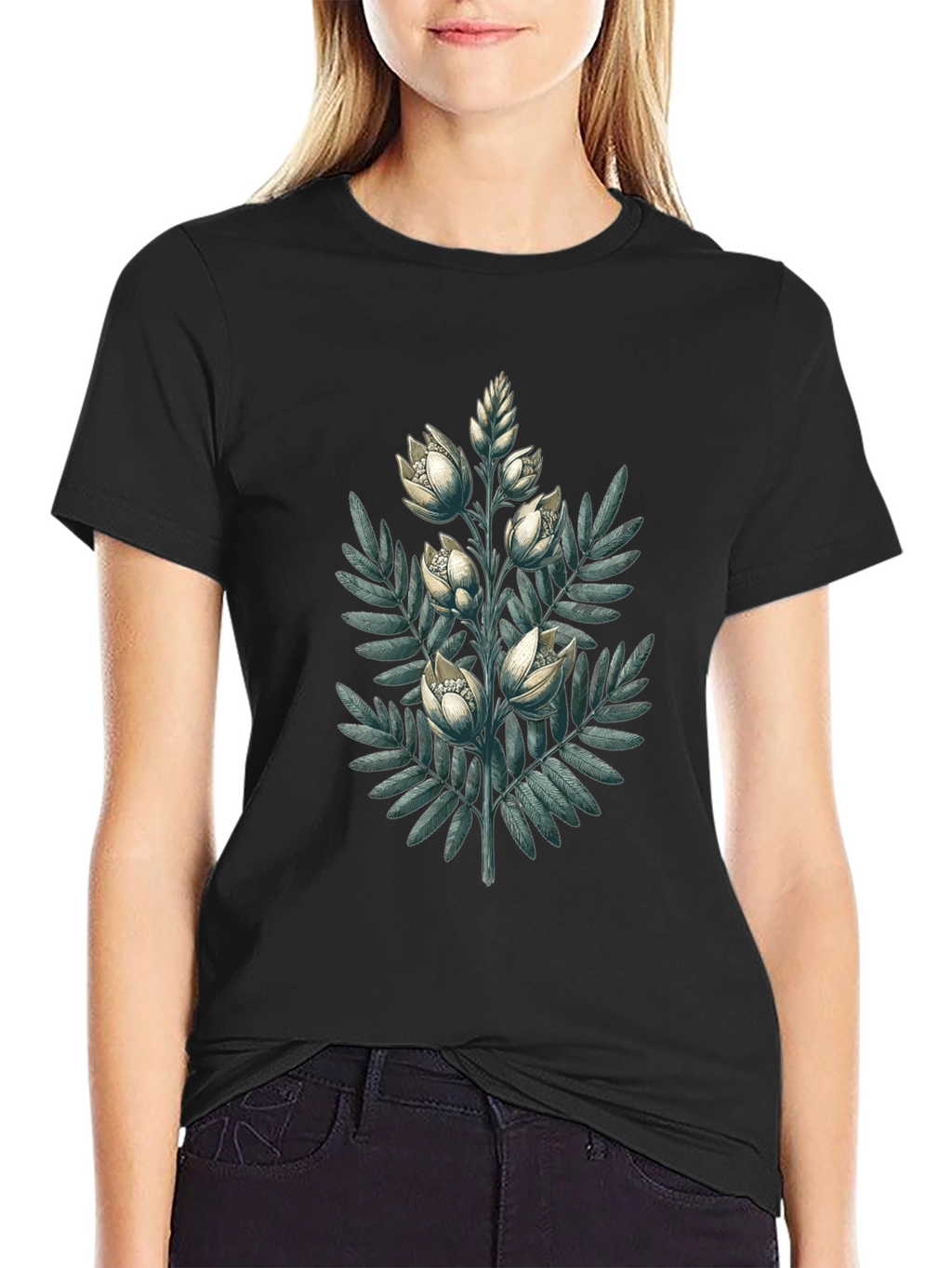 Botanical Bloom Black T-Shirt