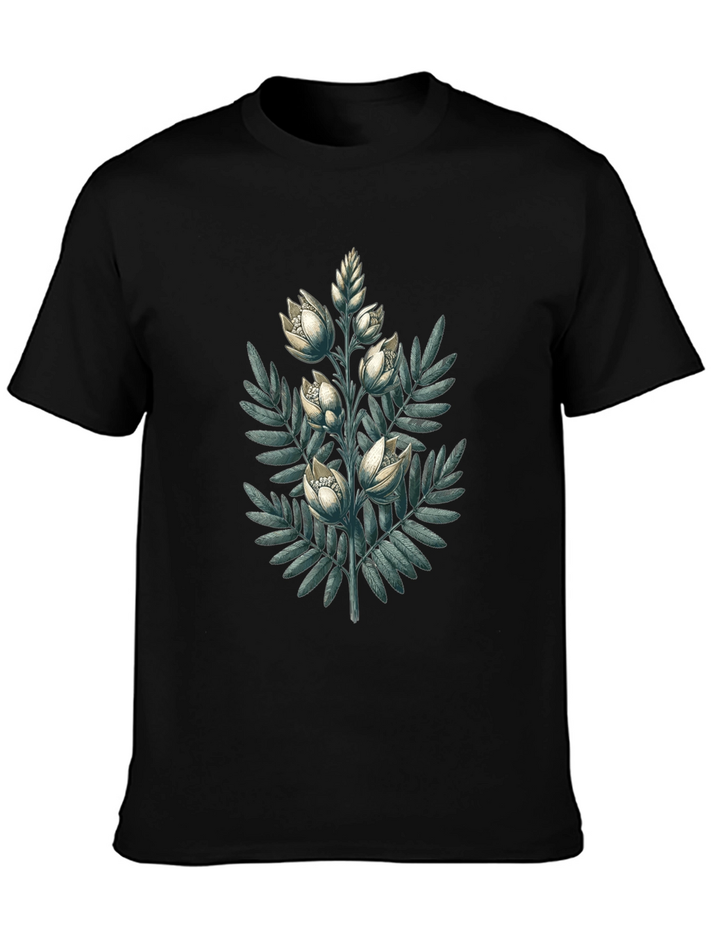 Botanical Bloom Black T-Shirt