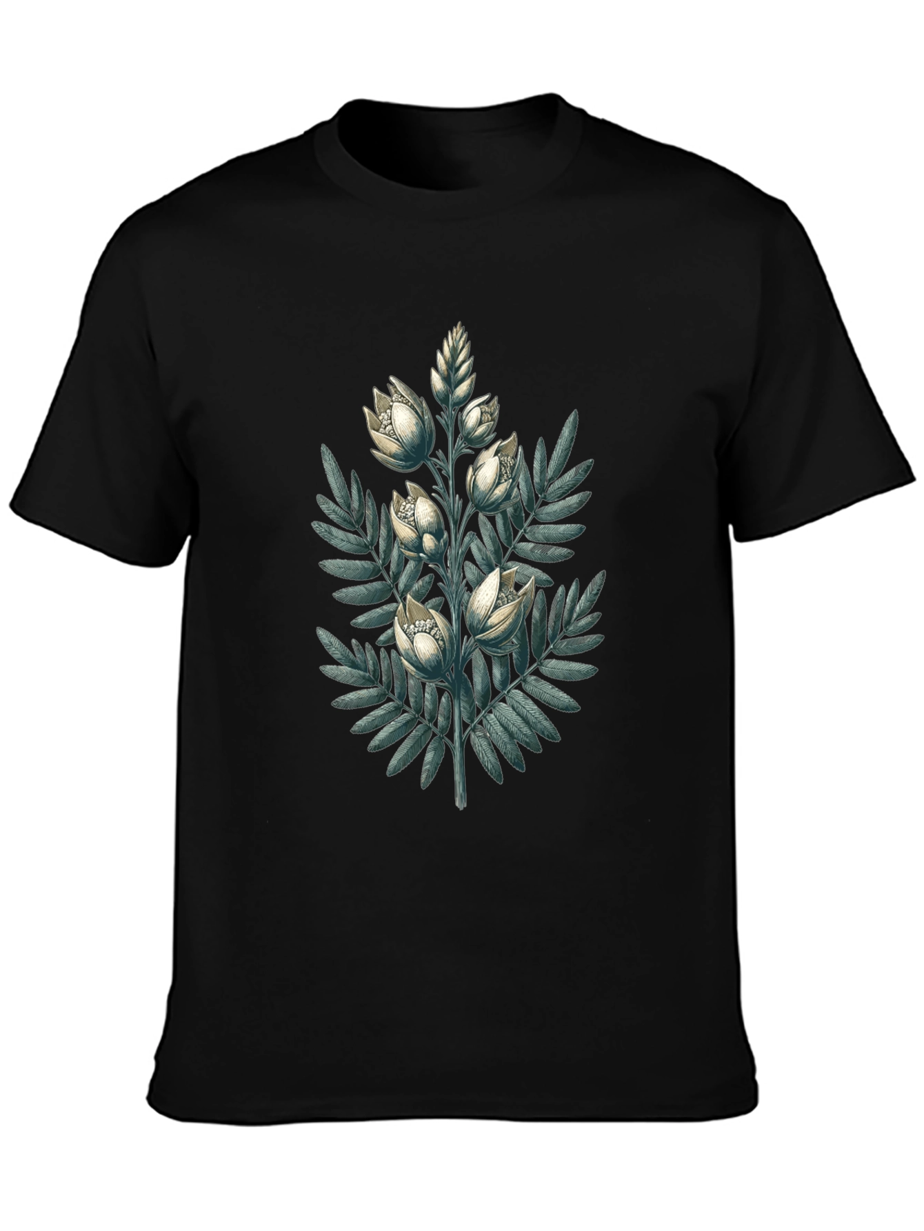 Botanical Bloom Black T-Shirt