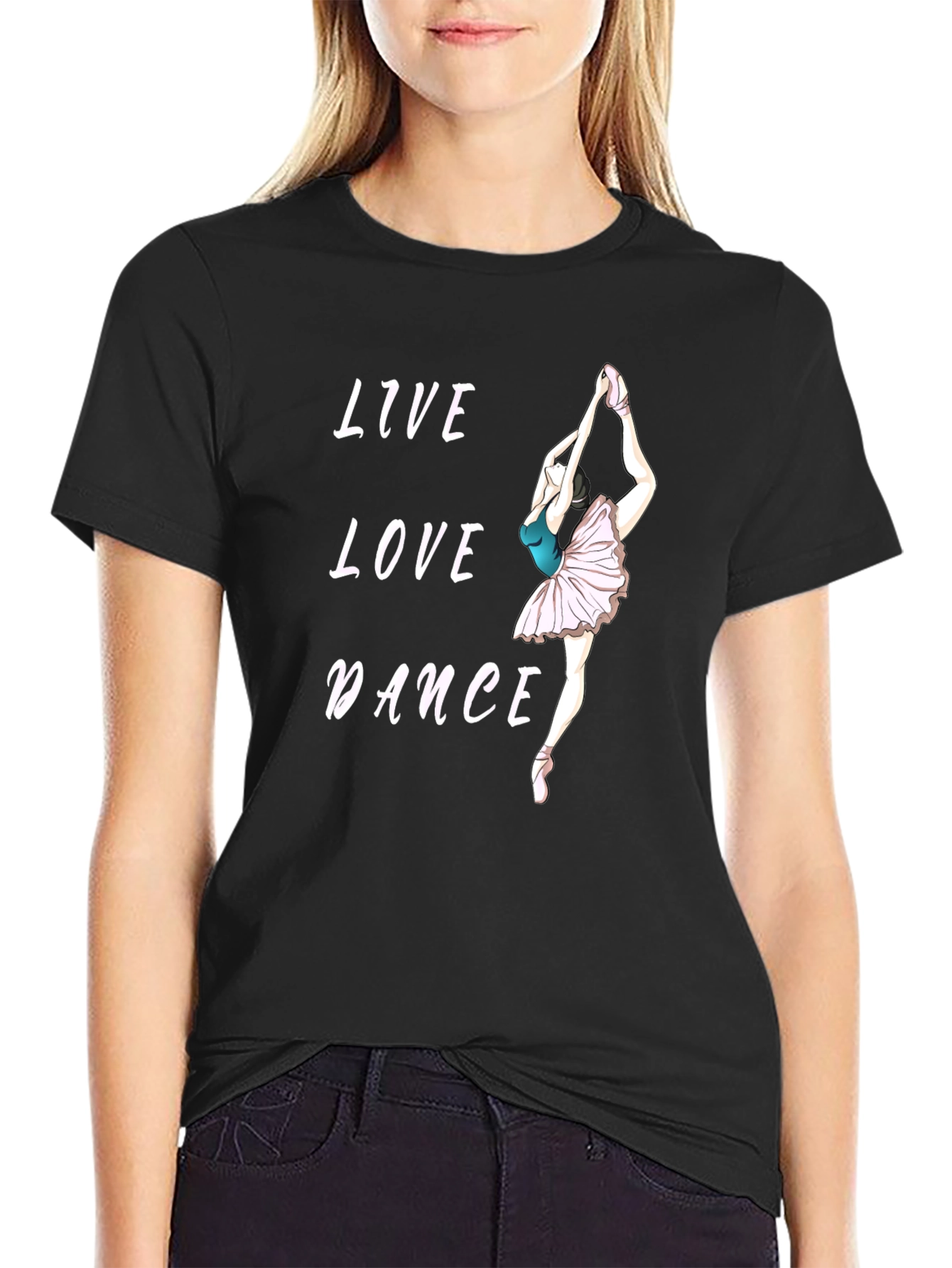 Live Love Dance Graphic Tee - Soft Black Cotton T-Shirt