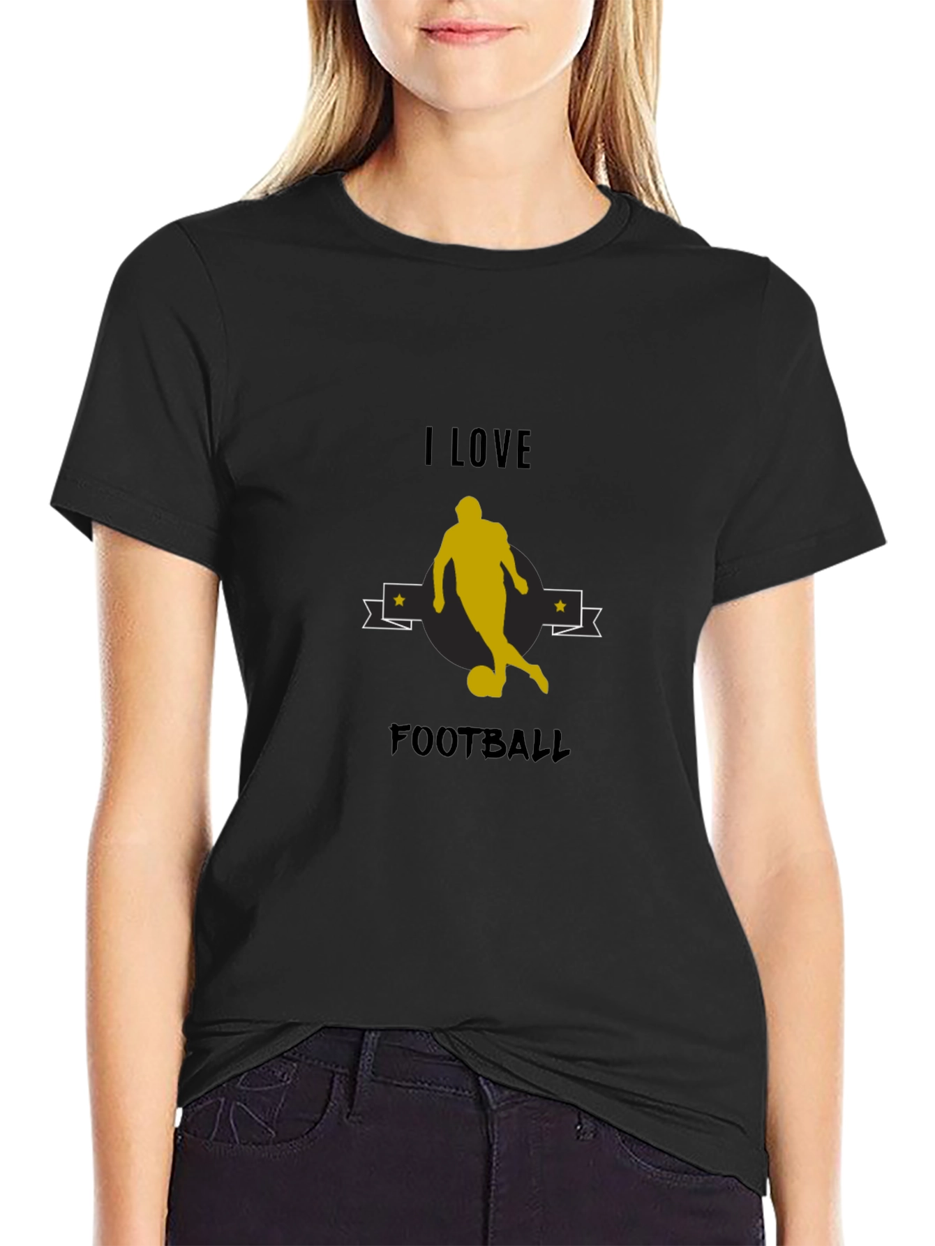 I Love Football Graphic Tee - Black
