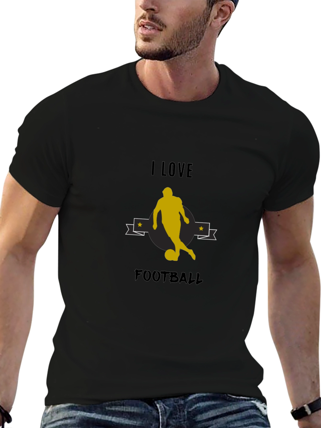 I Love Football Graphic Tee - Black