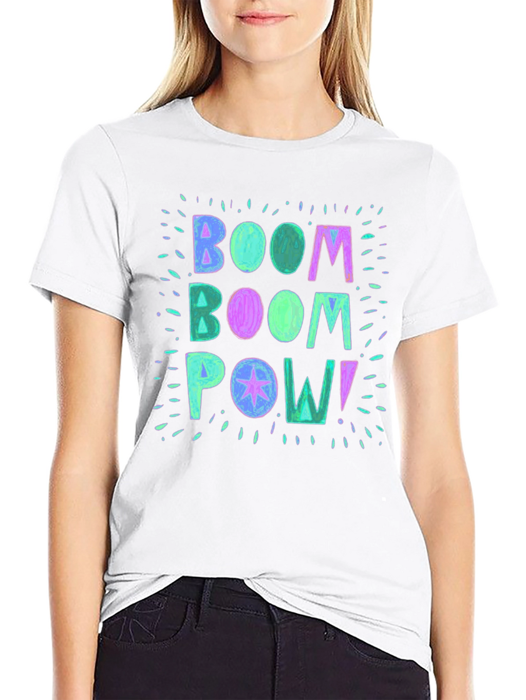 Boom Pow! Graphic Print Black T-Shirt