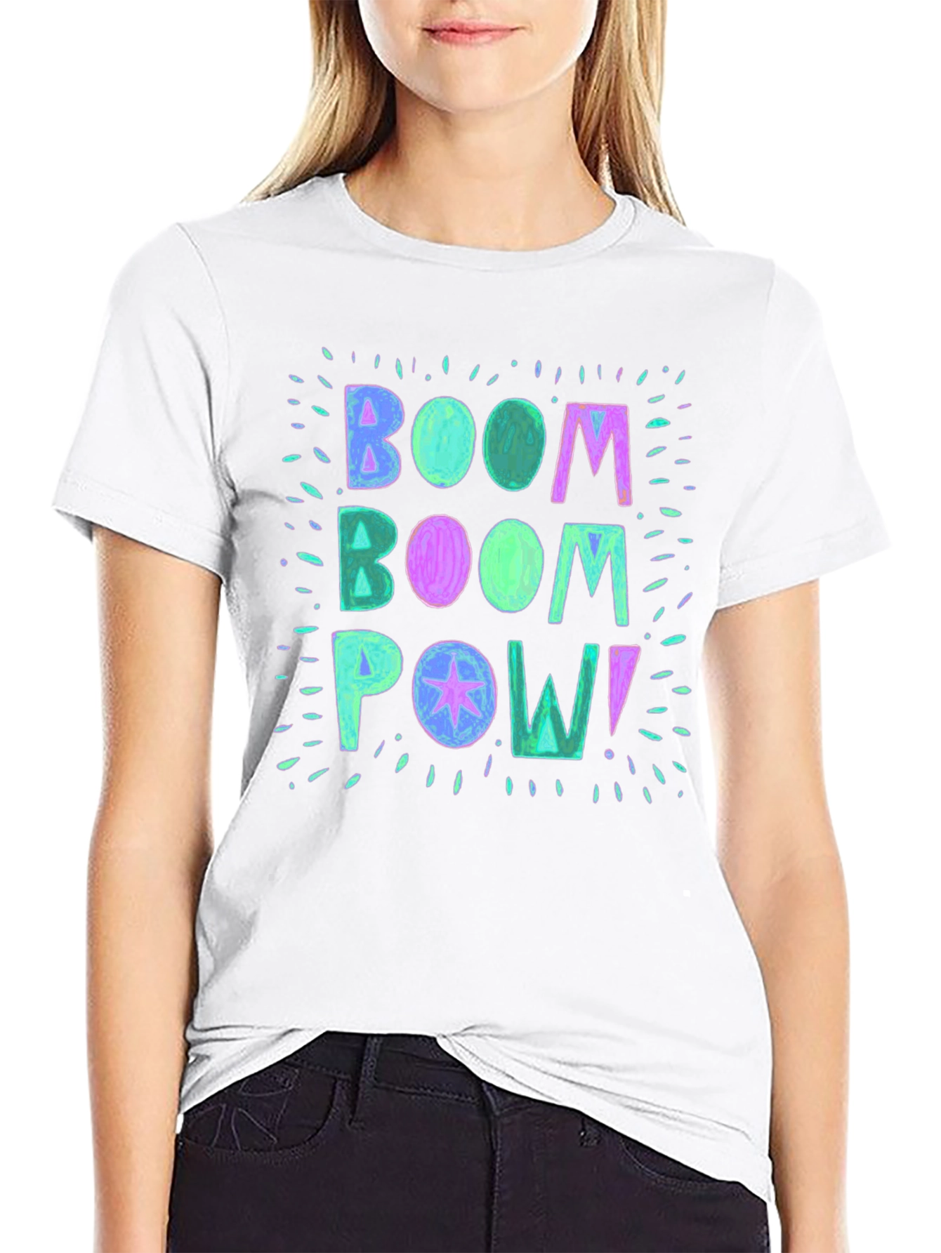 Boom Pow! Graphic Print Black T-Shirt