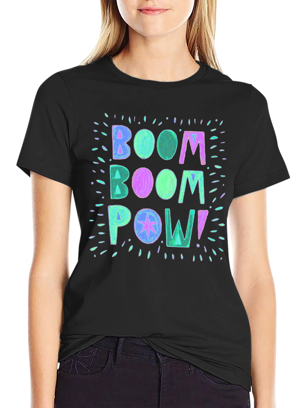 Boom Pow! Graphic Print Black T-Shirt