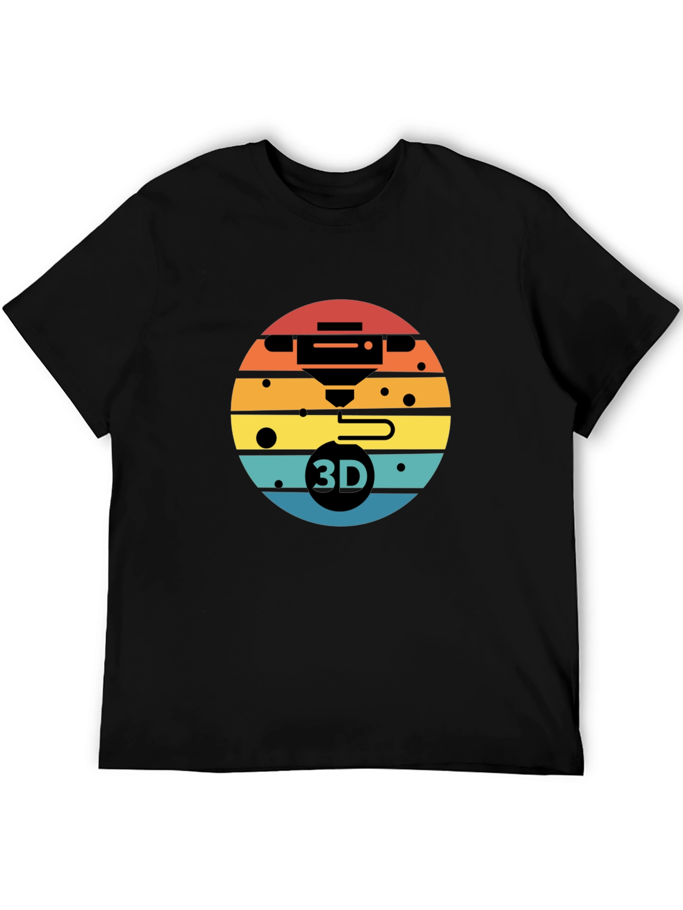 3D Printer Sunset Graphic Tee - Black