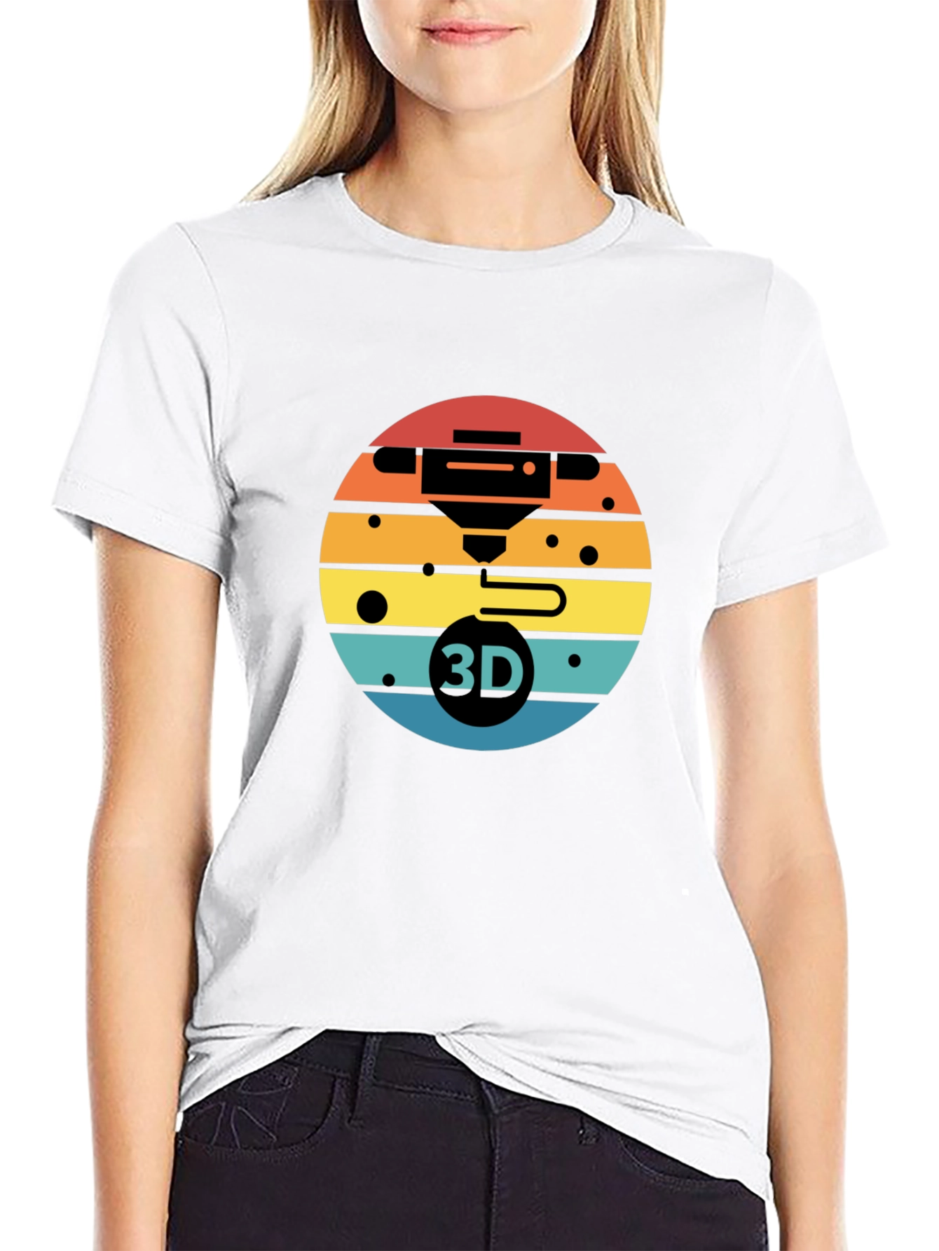 3D Printer Sunset Graphic Tee - Black