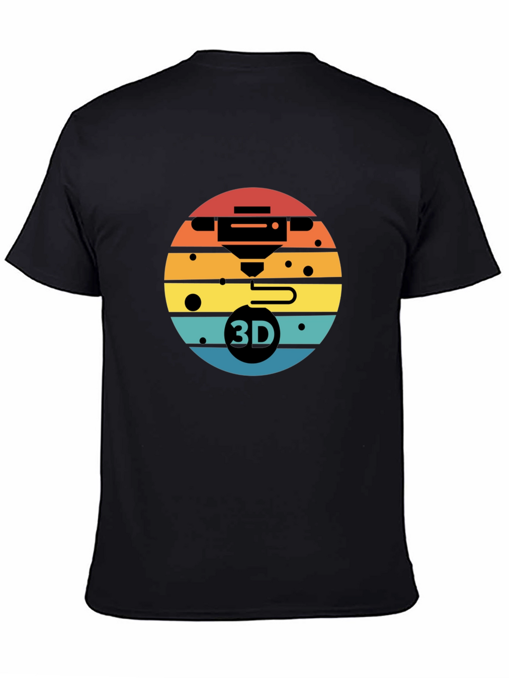 3D Printer Sunset Graphic Tee - Black