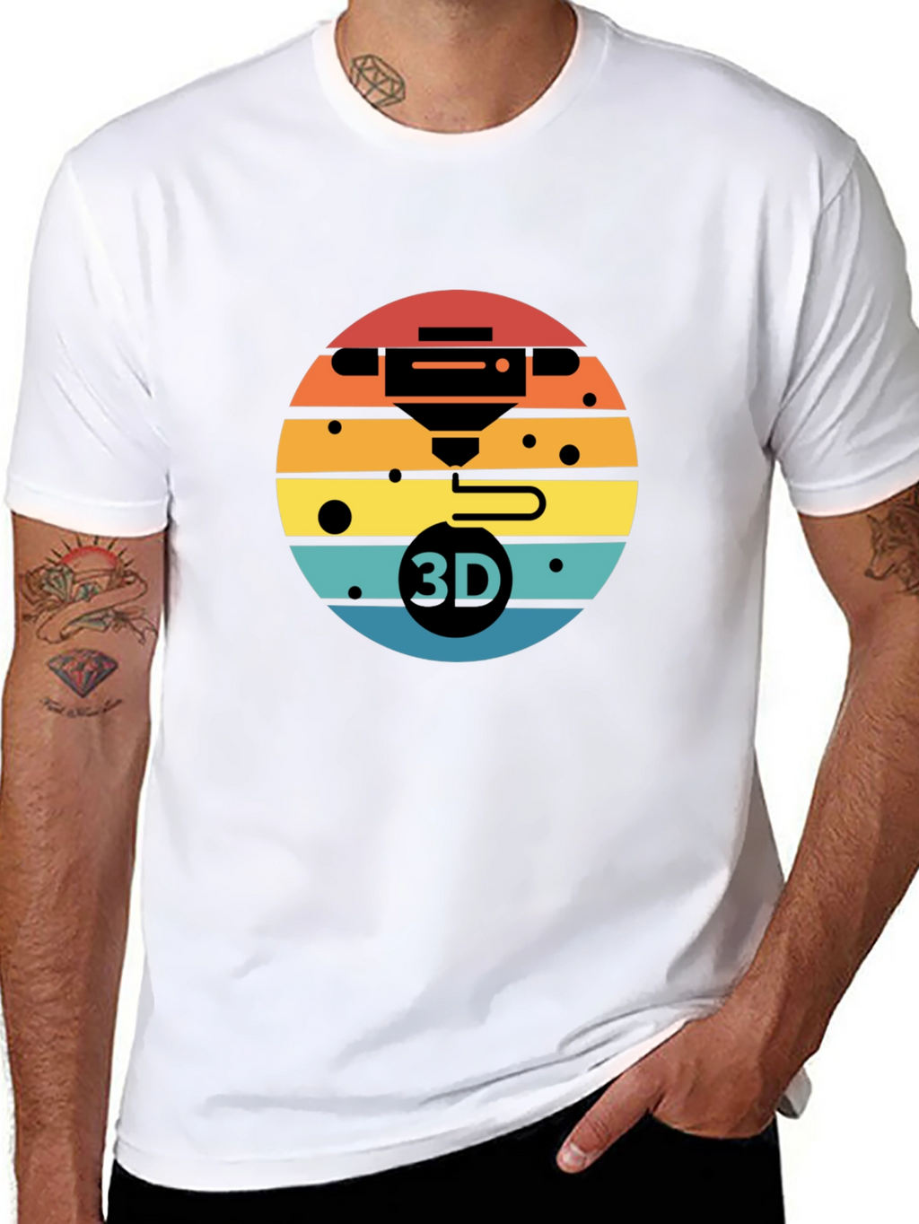3D Printer Sunset Graphic Tee - Black