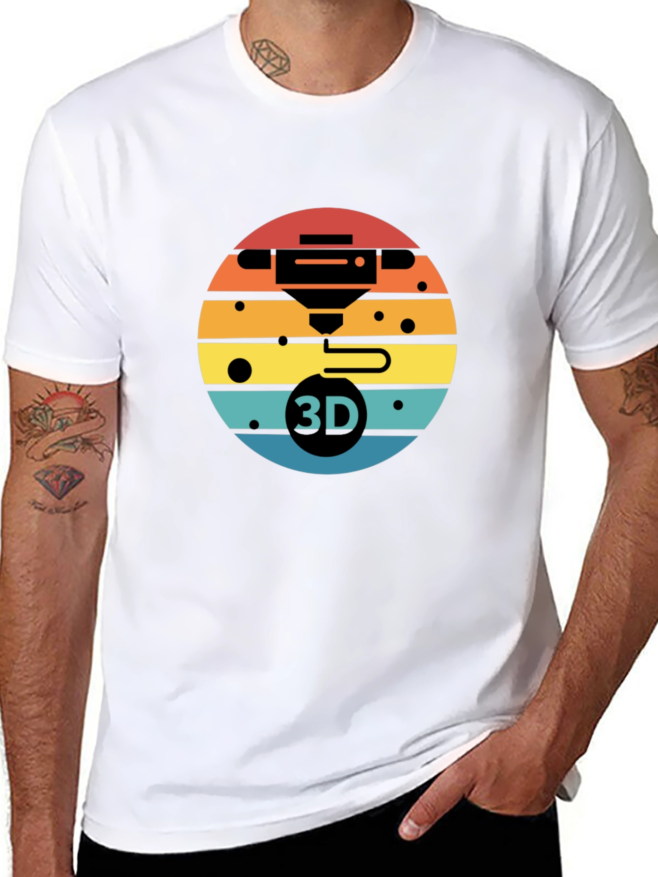 3D Printer Sunset Graphic Tee - Black