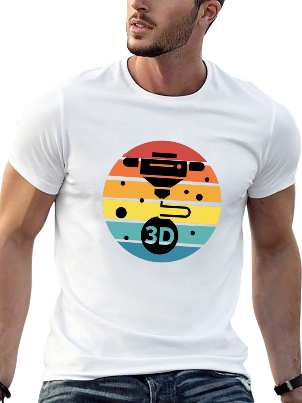 3D Printer Sunset Graphic Tee - Black