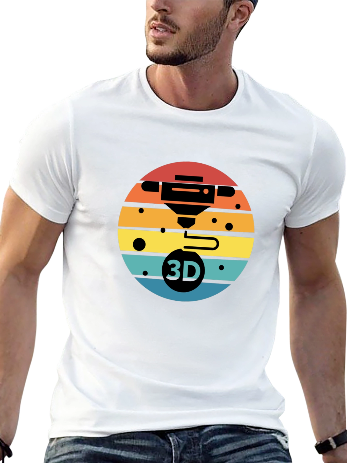 3D Printer Sunset Graphic Tee - Black