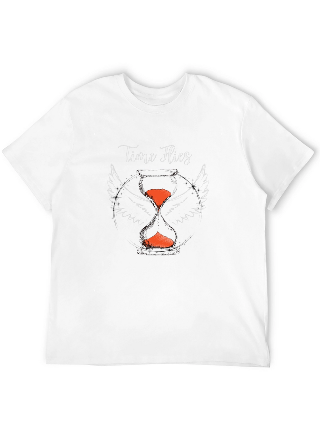 Time Flies Graphic Tee - Hourglass with Wings Print