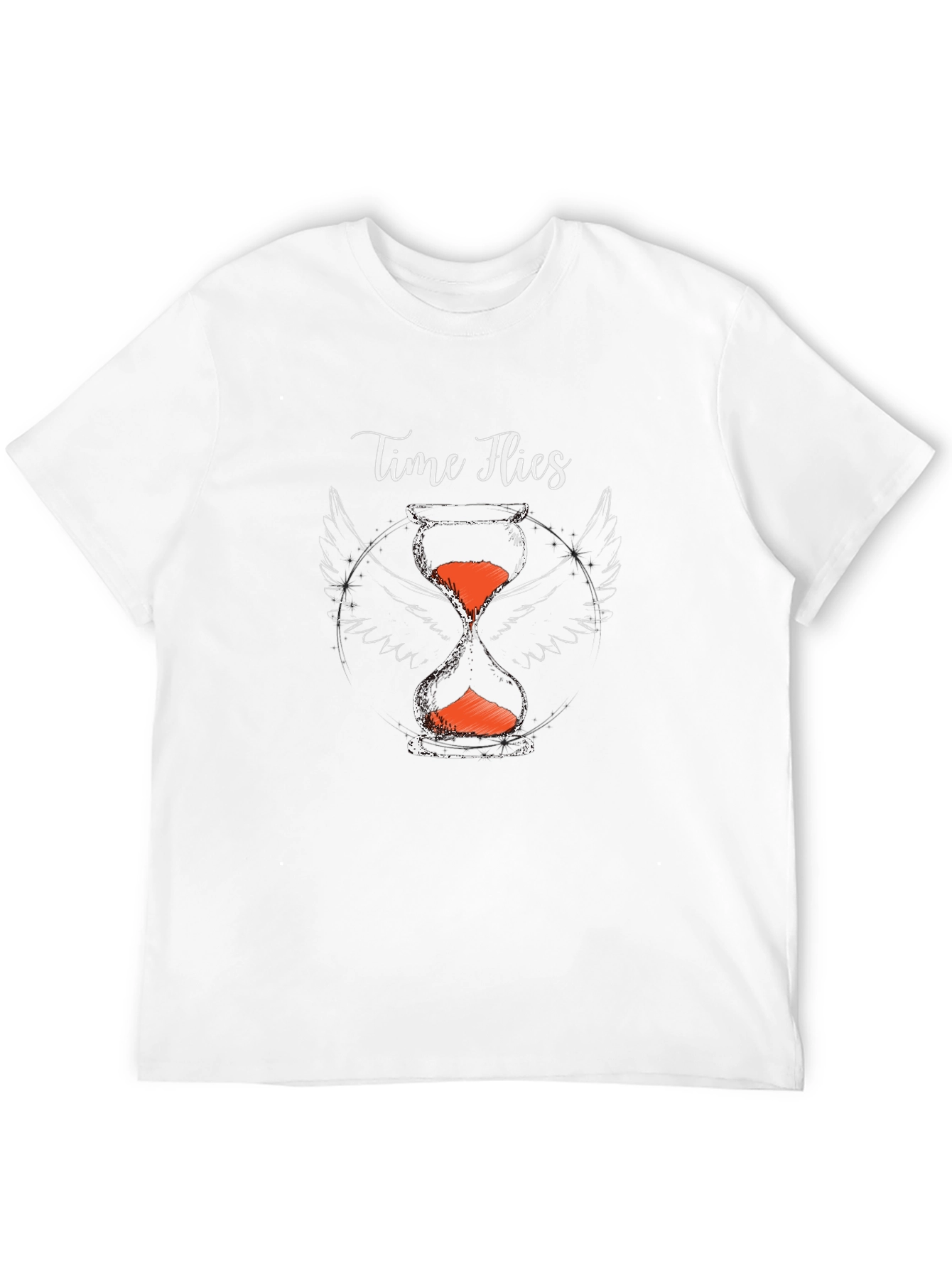 Time Flies Graphic Tee - Hourglass with Wings Print