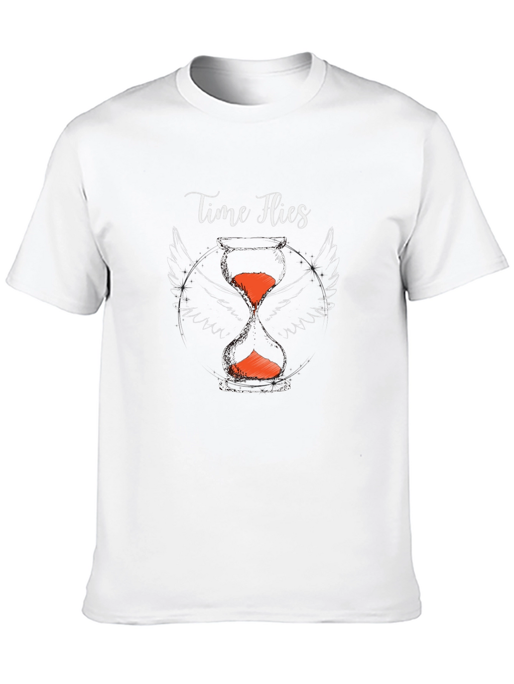 Time Flies Graphic Tee - Hourglass with Wings Print