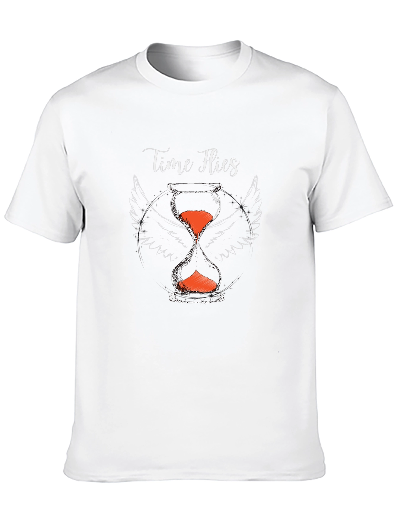 Time Flies Graphic Tee - Hourglass with Wings Print