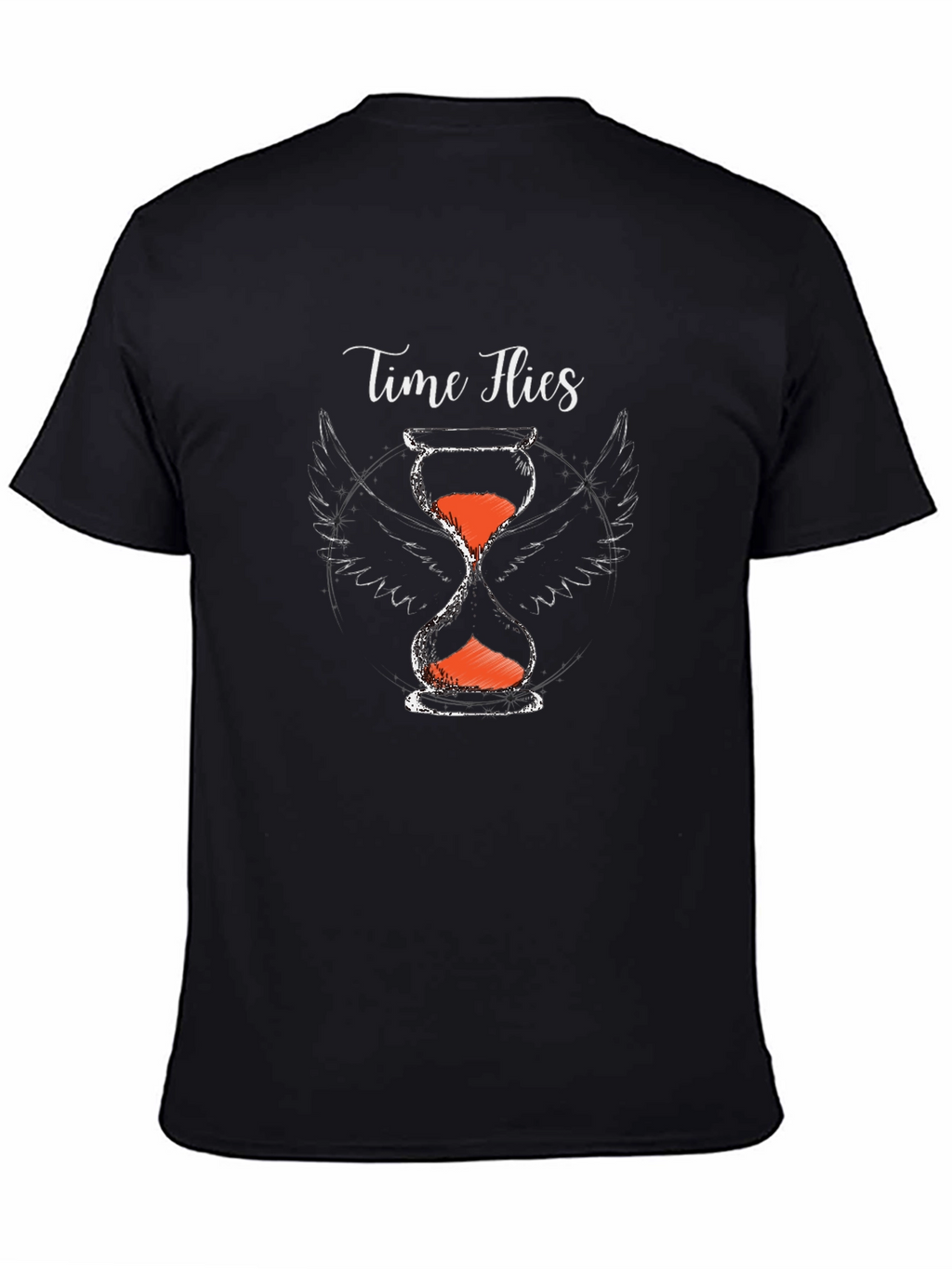 Time Flies Graphic Tee - Hourglass with Wings Print