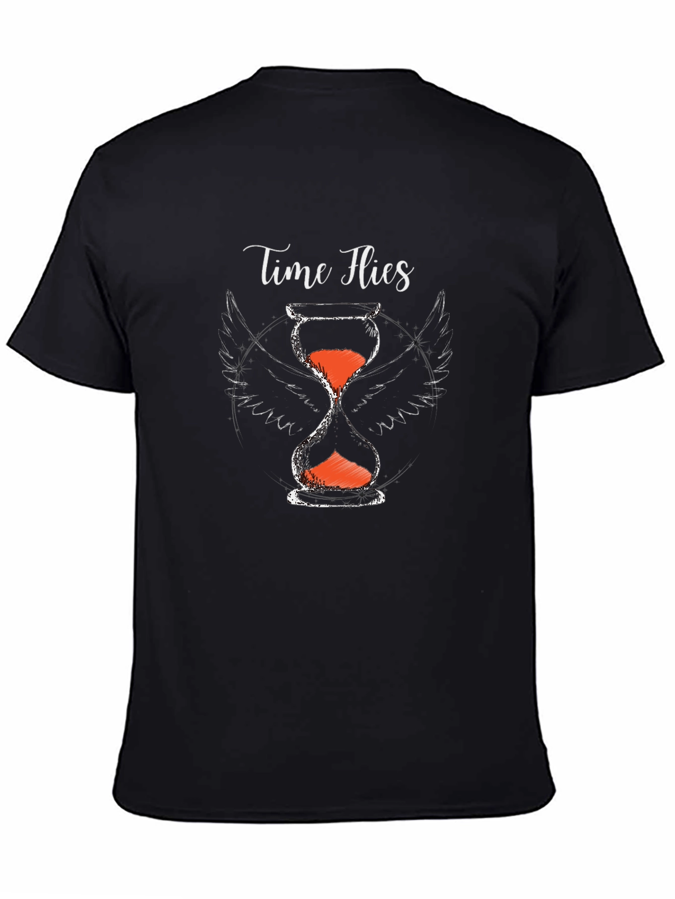 Time Flies Graphic Tee - Hourglass with Wings Print