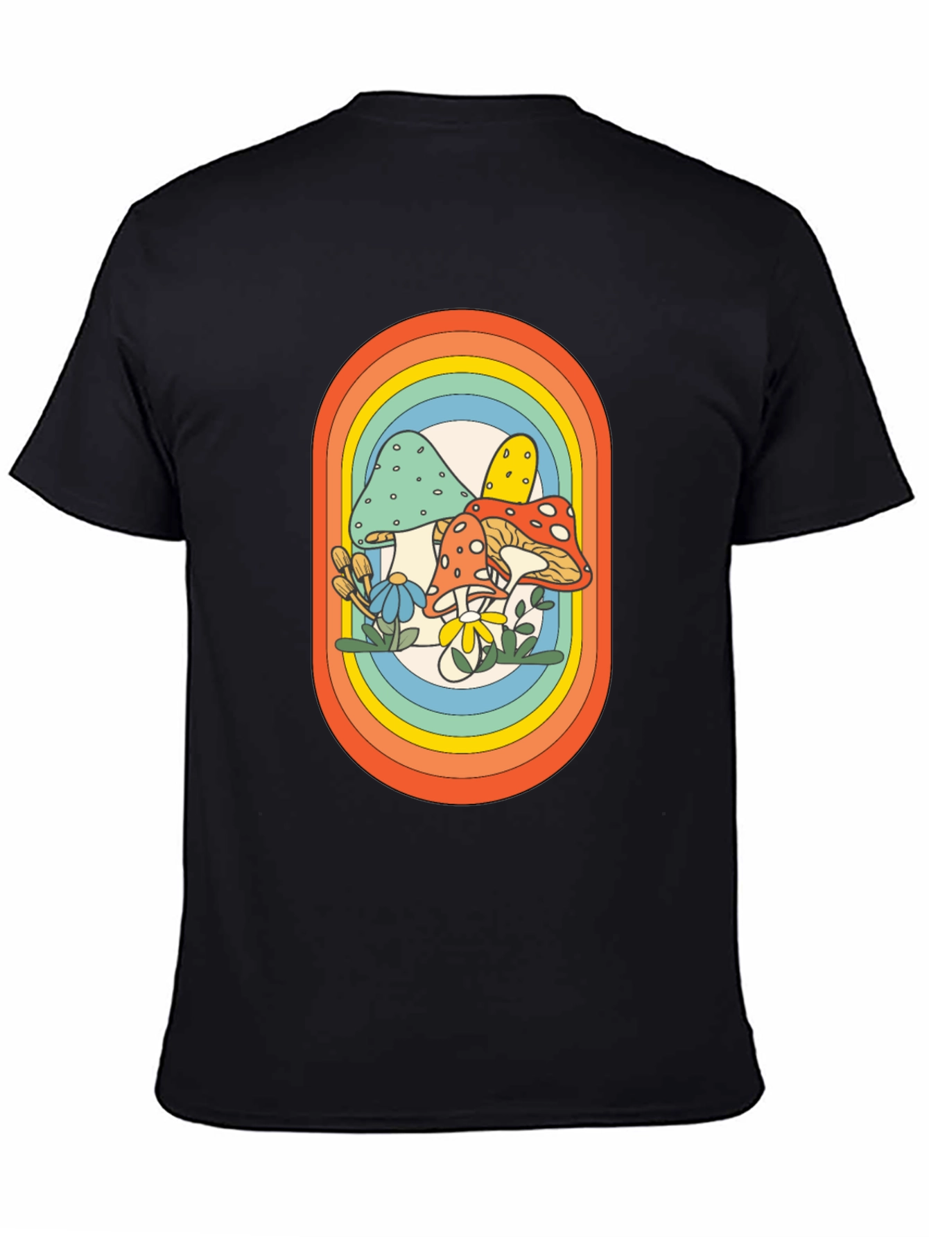 Retro Mushroom Rainbow Graphic Tee