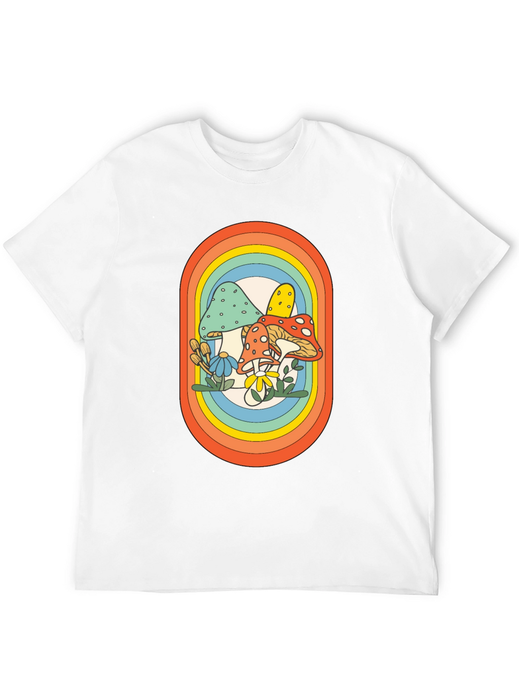 Retro Mushroom Rainbow Graphic Tee