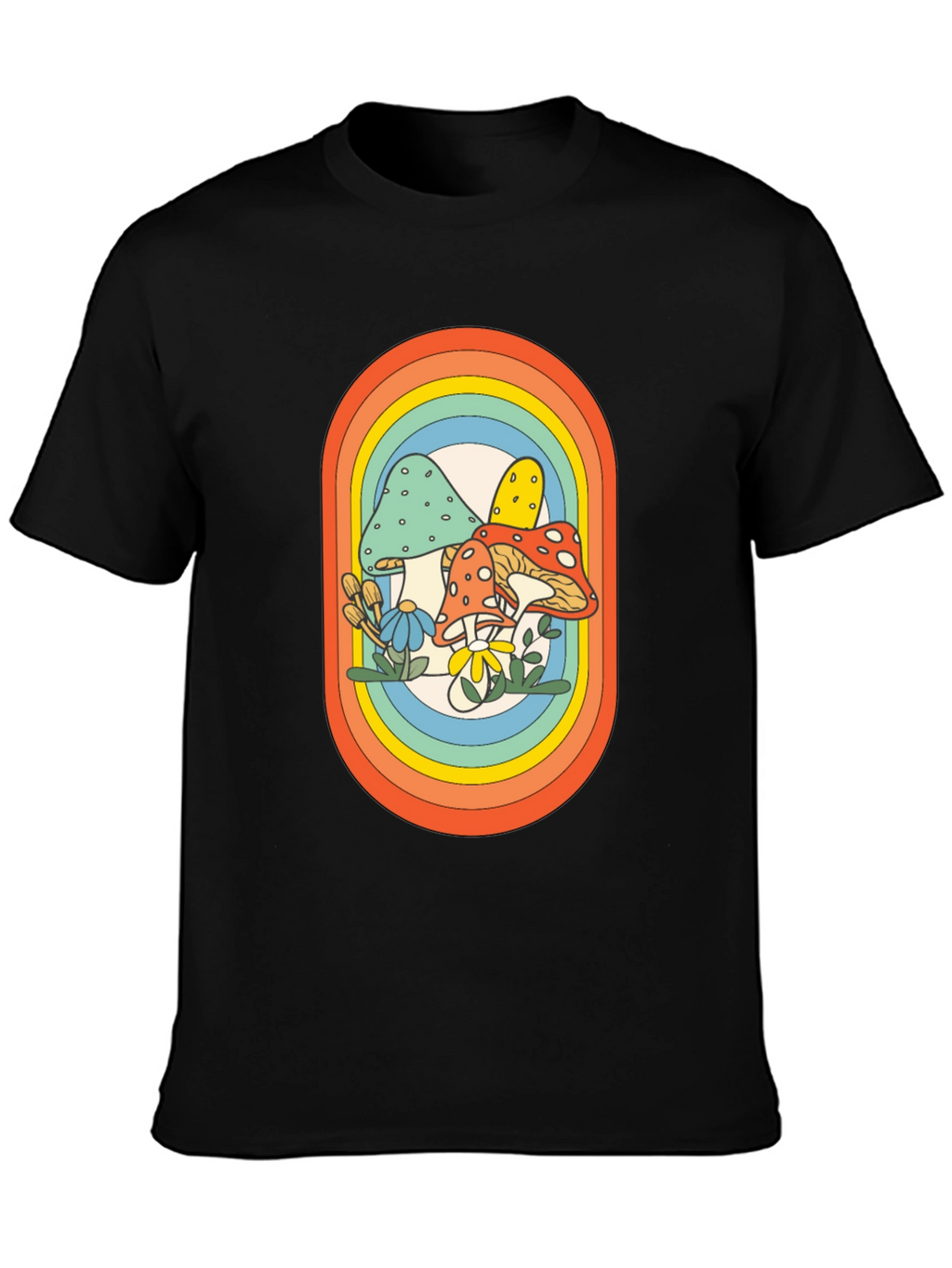 Retro Mushroom Rainbow Graphic Tee
