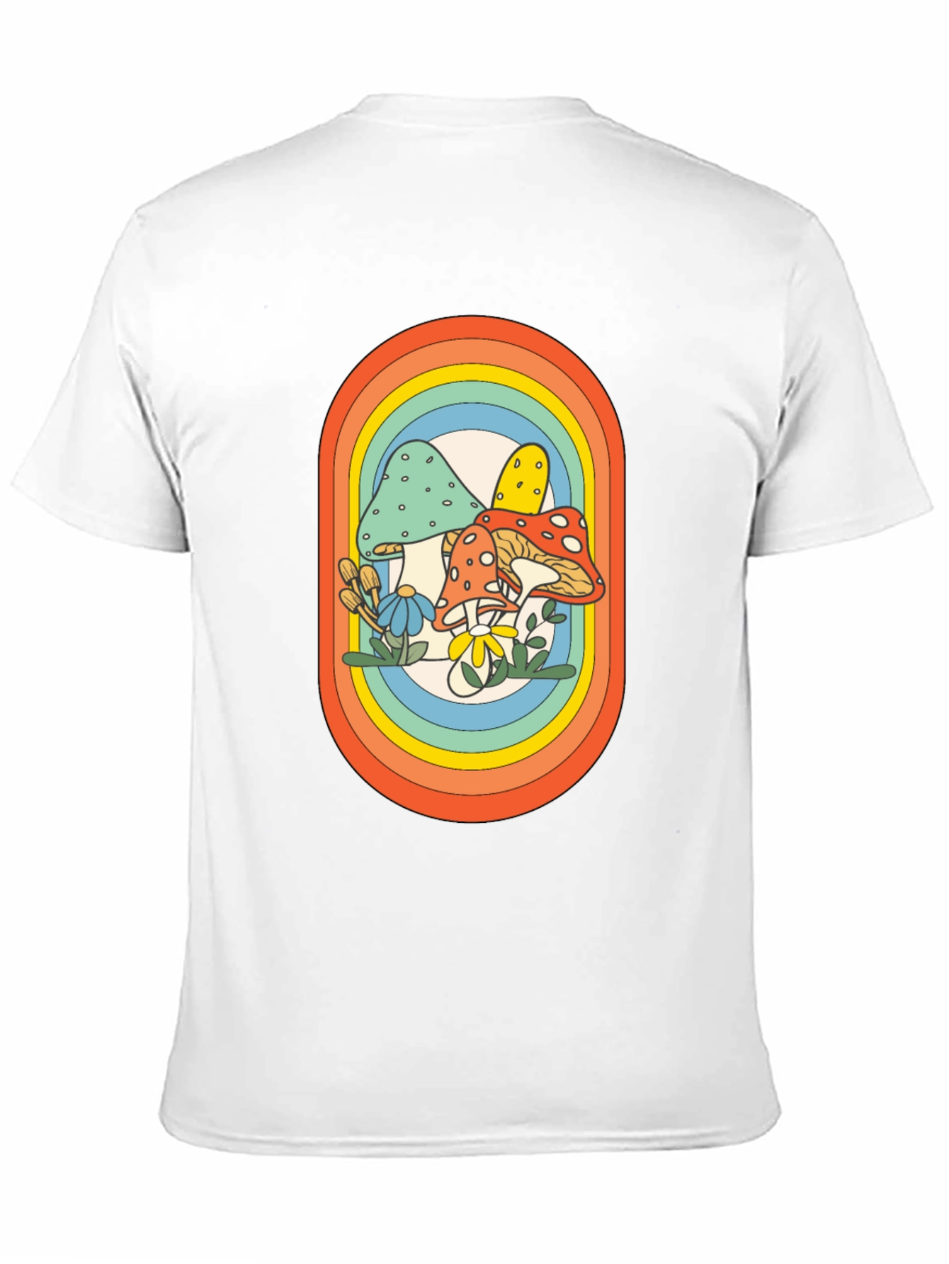 Retro Mushroom Rainbow Graphic Tee