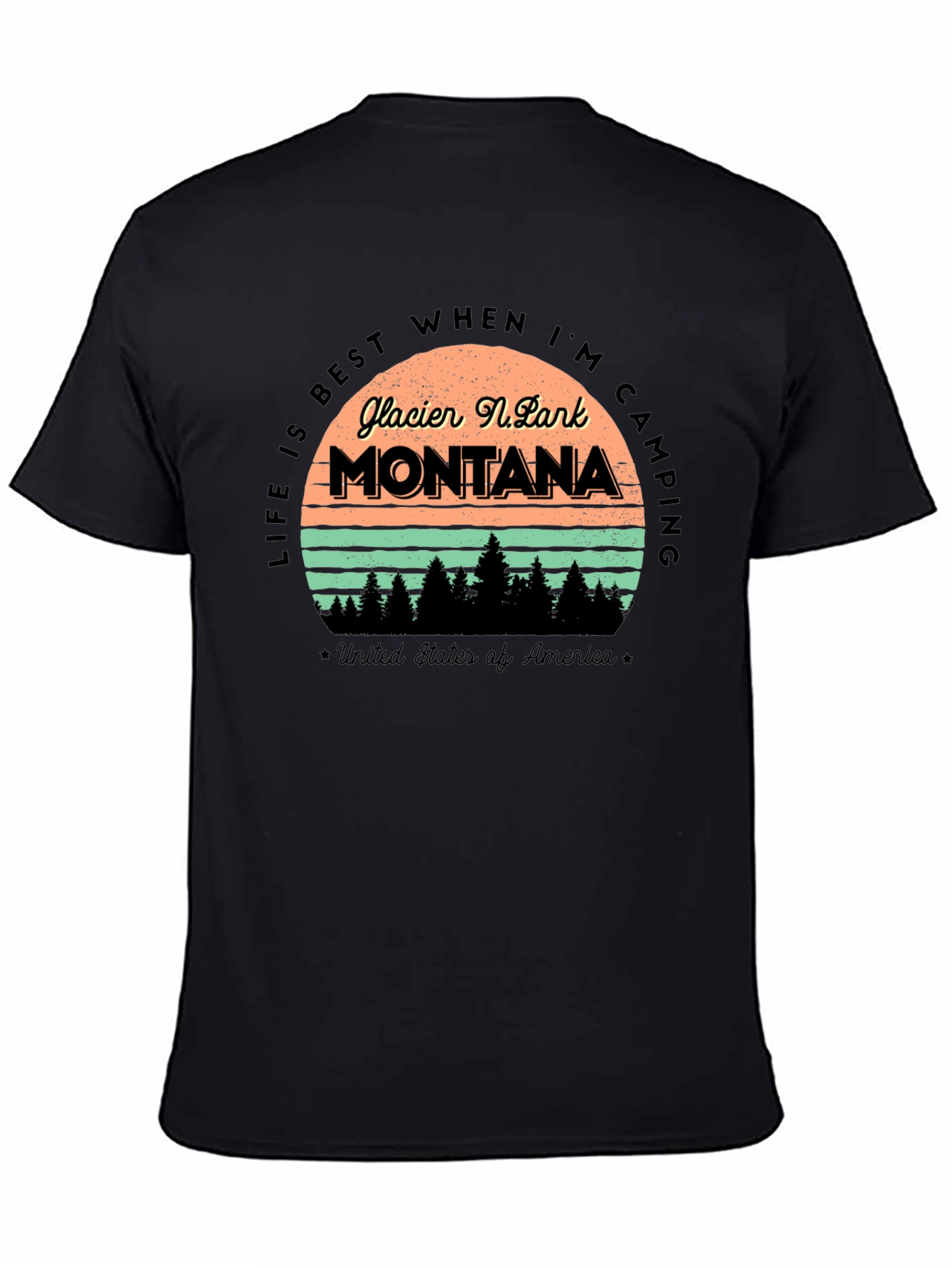 Glacier National Park Montana Camping T-Shirt
