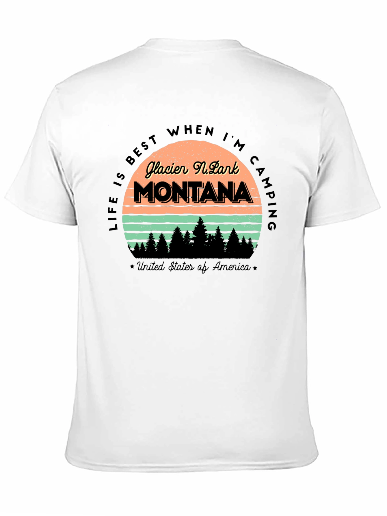 Glacier National Park Montana Camping T-Shirt