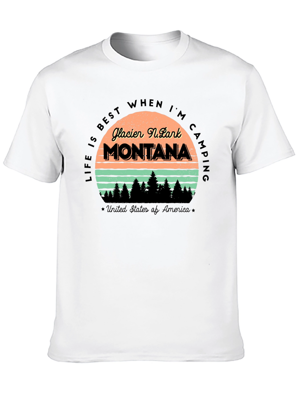 Glacier National Park Montana Camping T-Shirt