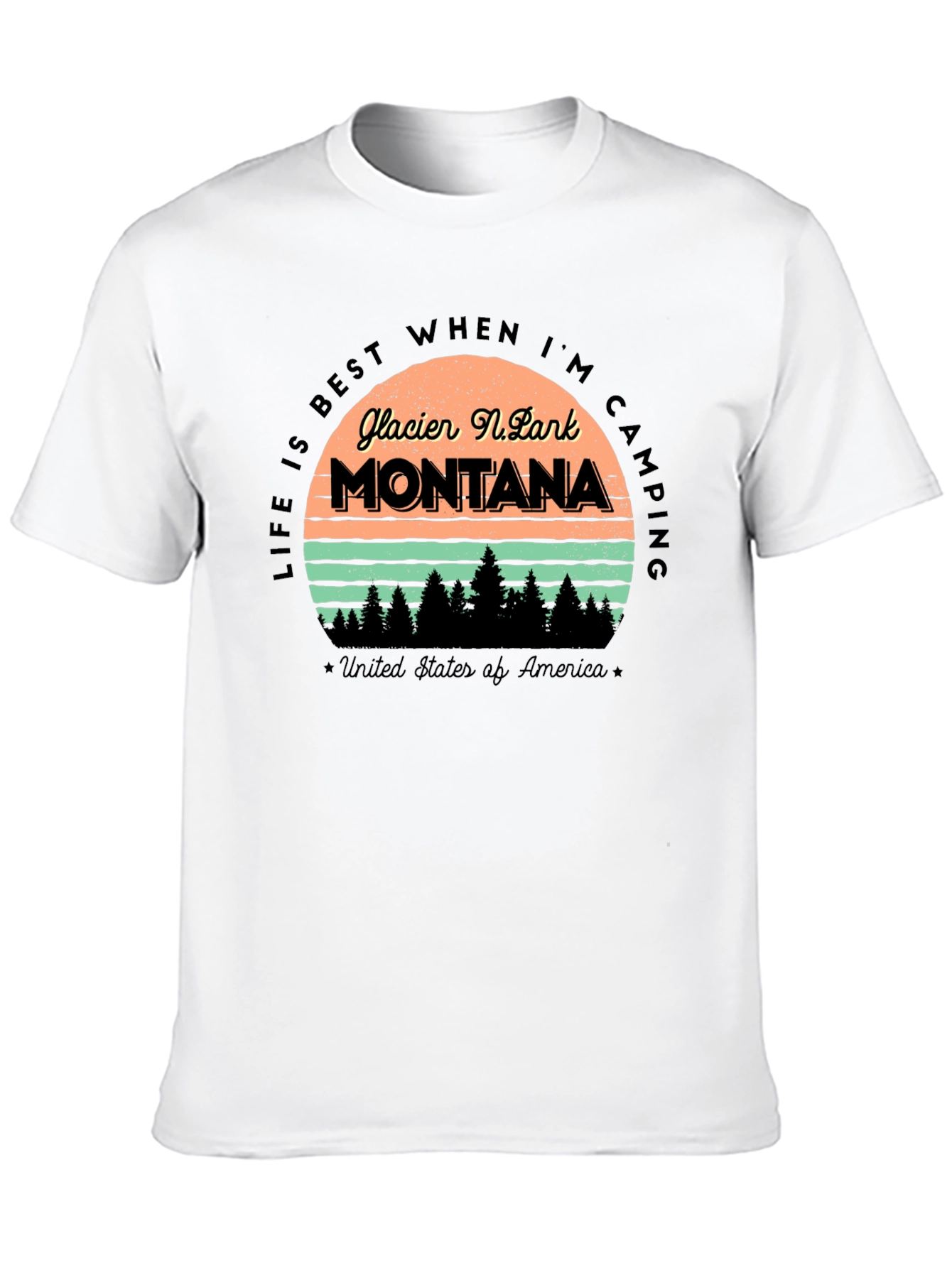 Glacier National Park Montana Camping T-Shirt