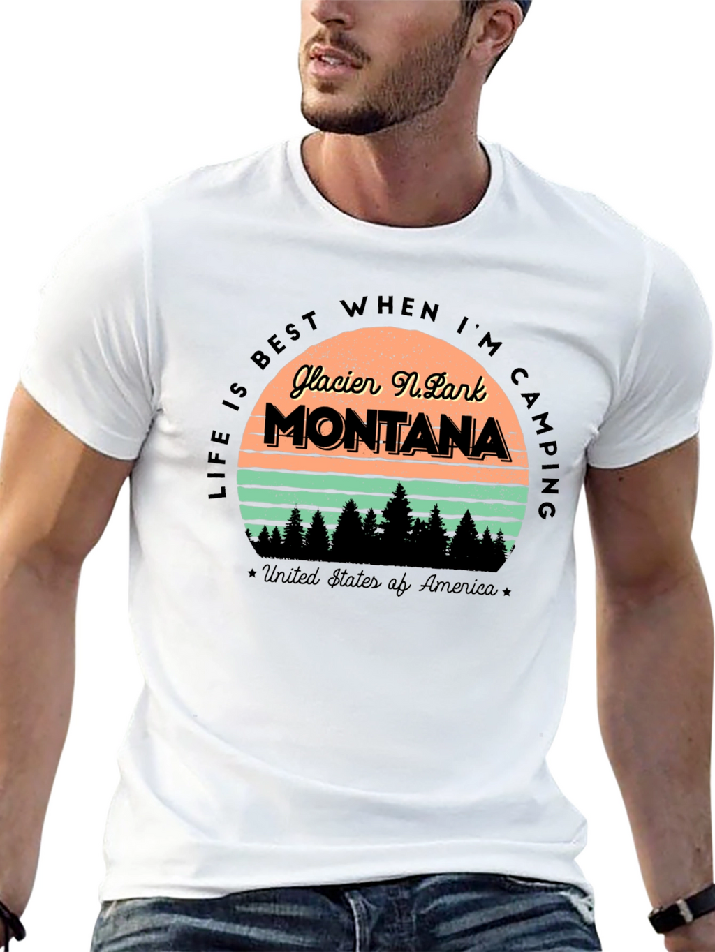 Glacier National Park Montana Camping T-Shirt