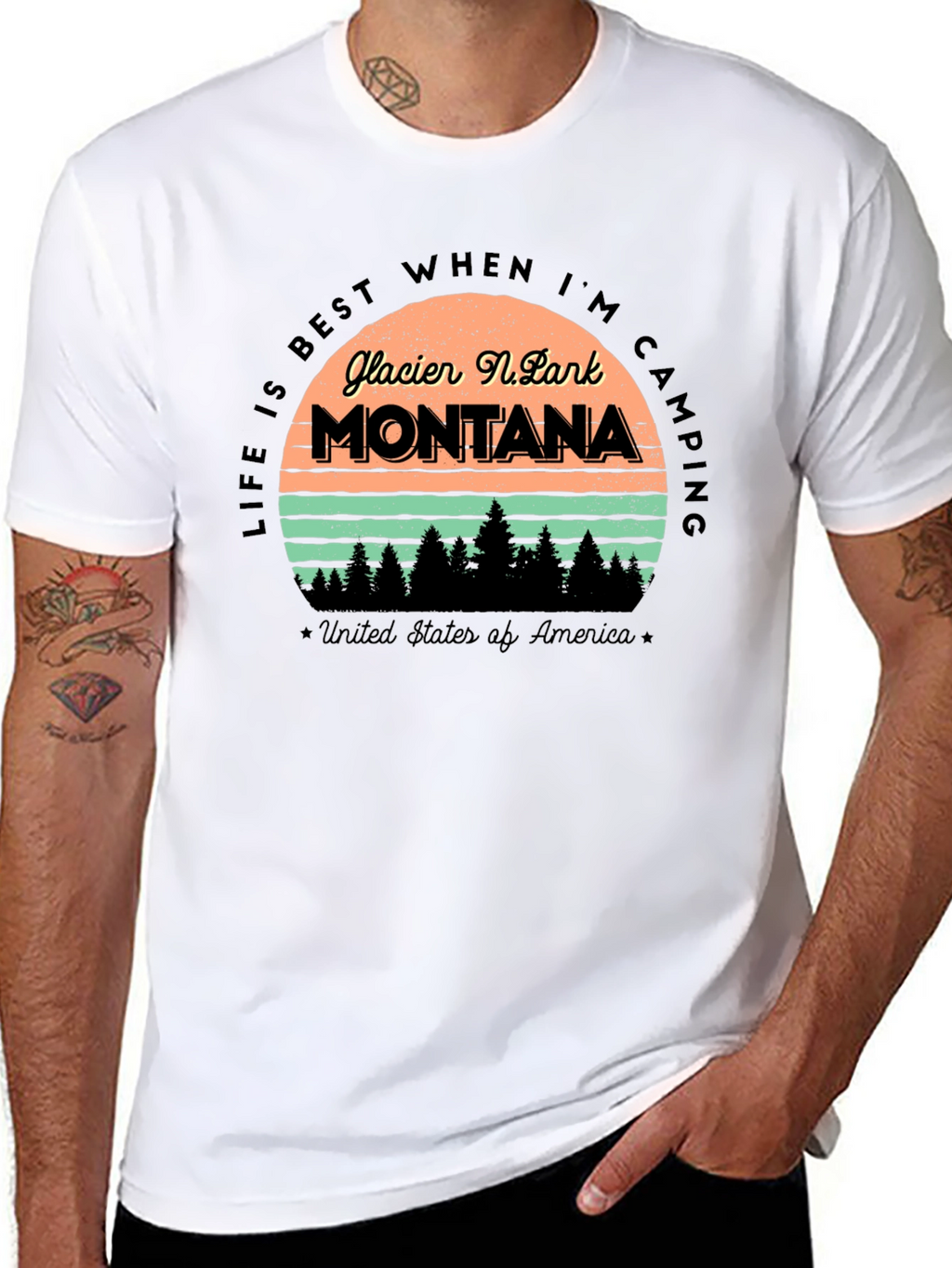 Glacier National Park Montana Camping T-Shirt