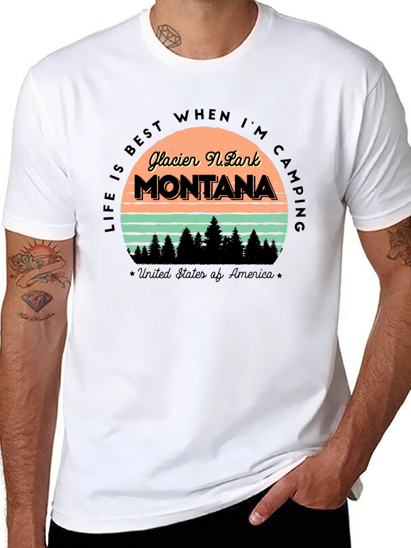 Glacier National Park Montana Camping T-Shirt