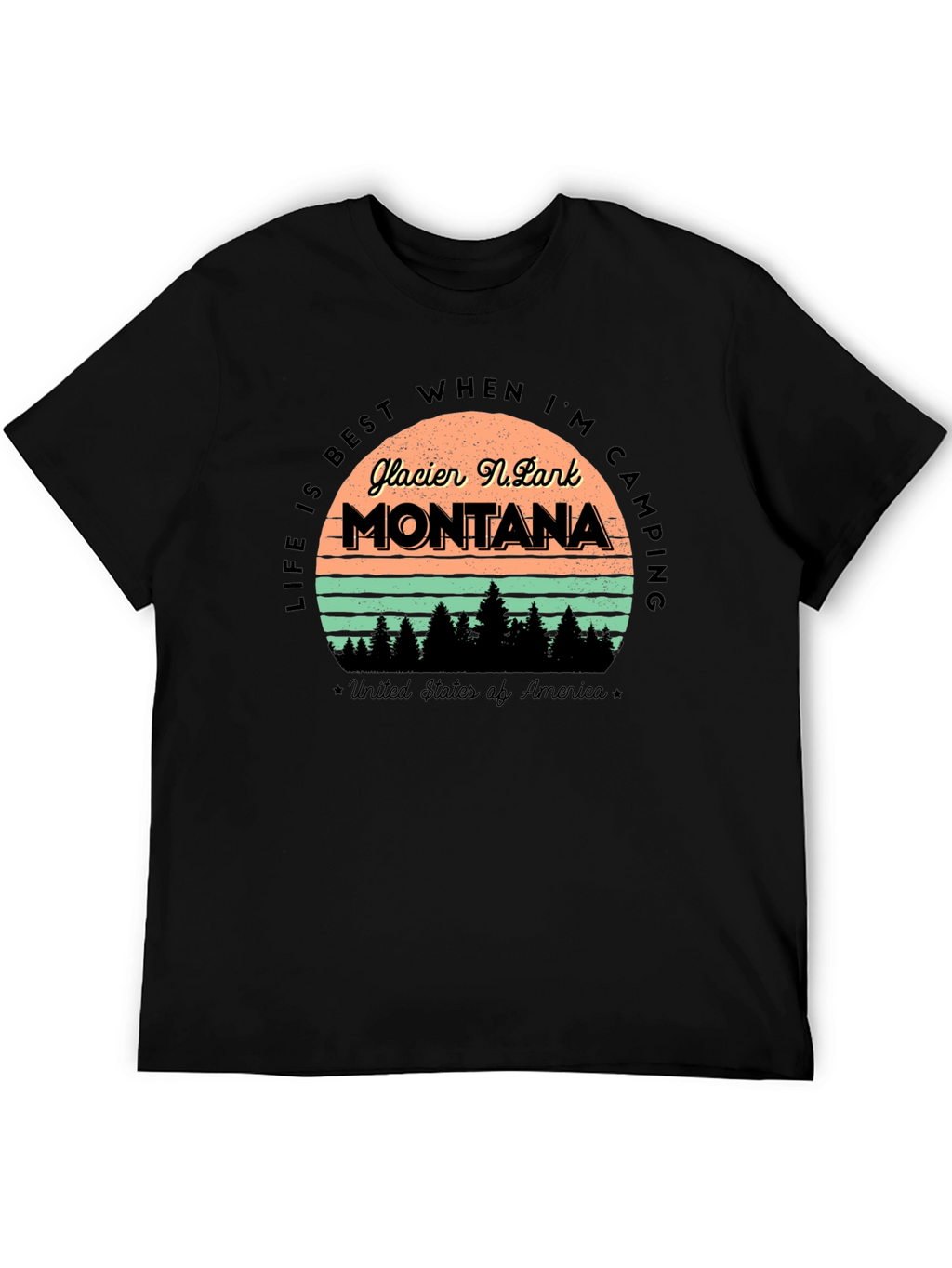Glacier National Park Montana Camping T-Shirt
