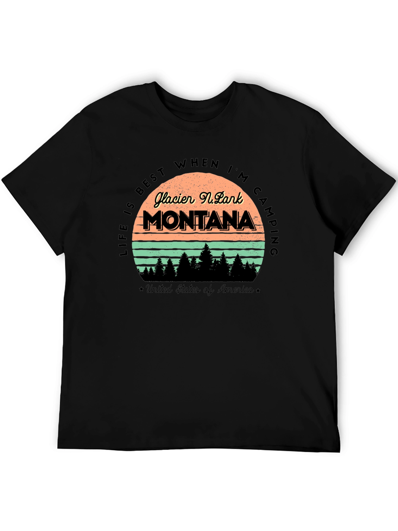 Glacier National Park Montana Camping T-Shirt