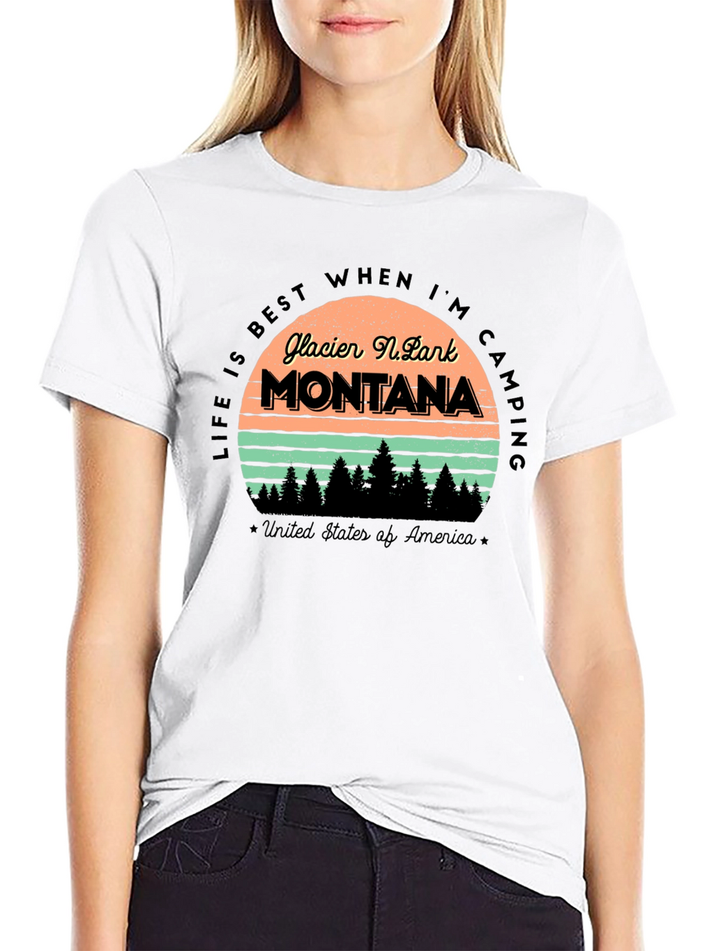 Glacier National Park Montana Camping T-Shirt