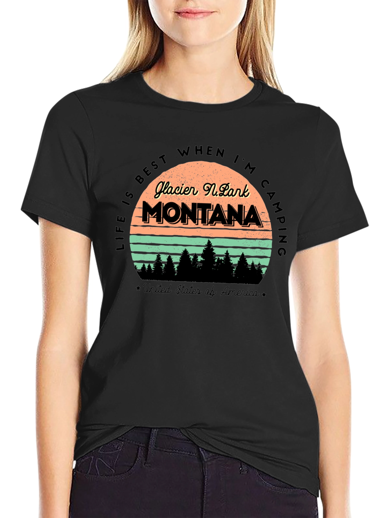 Glacier National Park Montana Camping T-Shirt