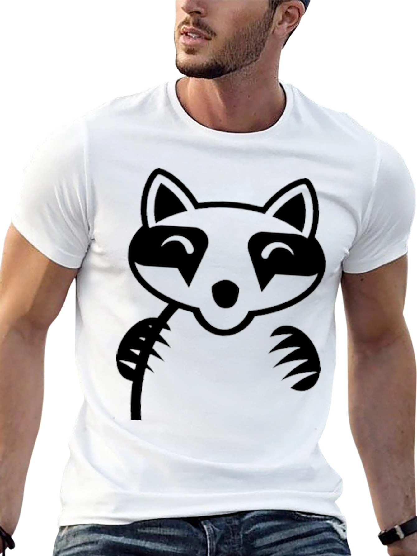 Black Raccoon Graphic T-Shirt - Unisex Casual Wear