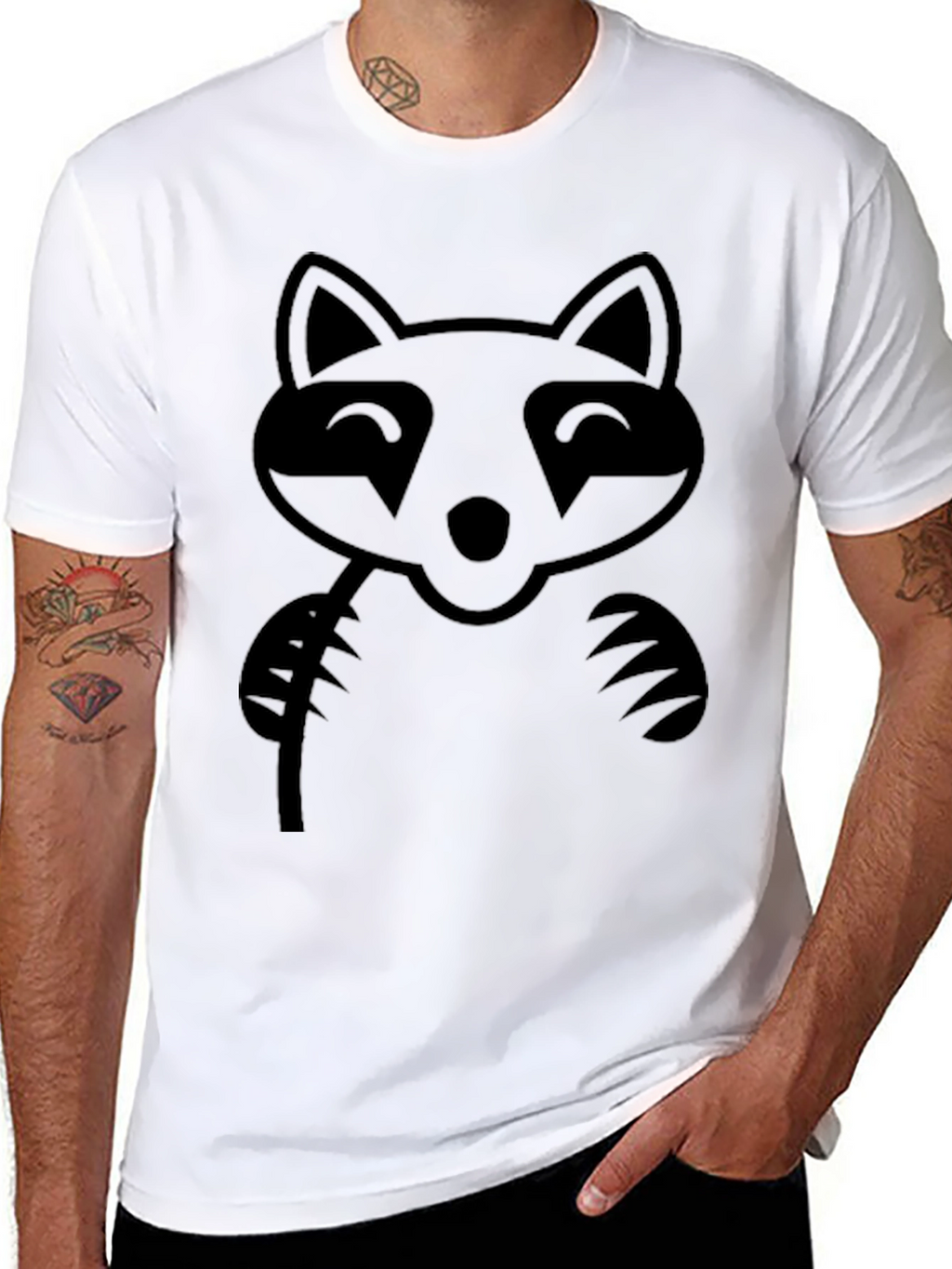 Black Raccoon Graphic T-Shirt - Unisex Casual Wear