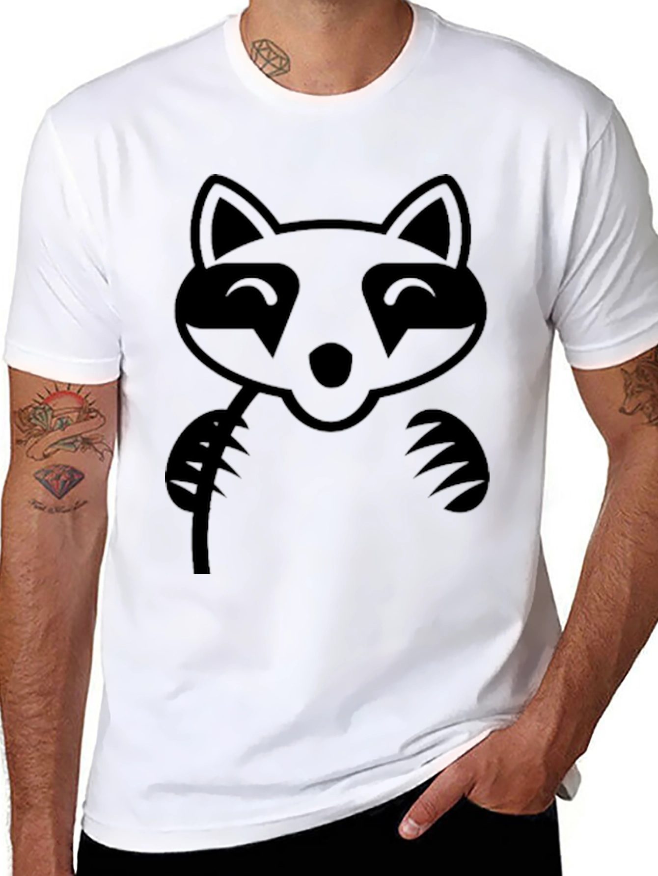 Black Raccoon Graphic T-Shirt - Unisex Casual Wear