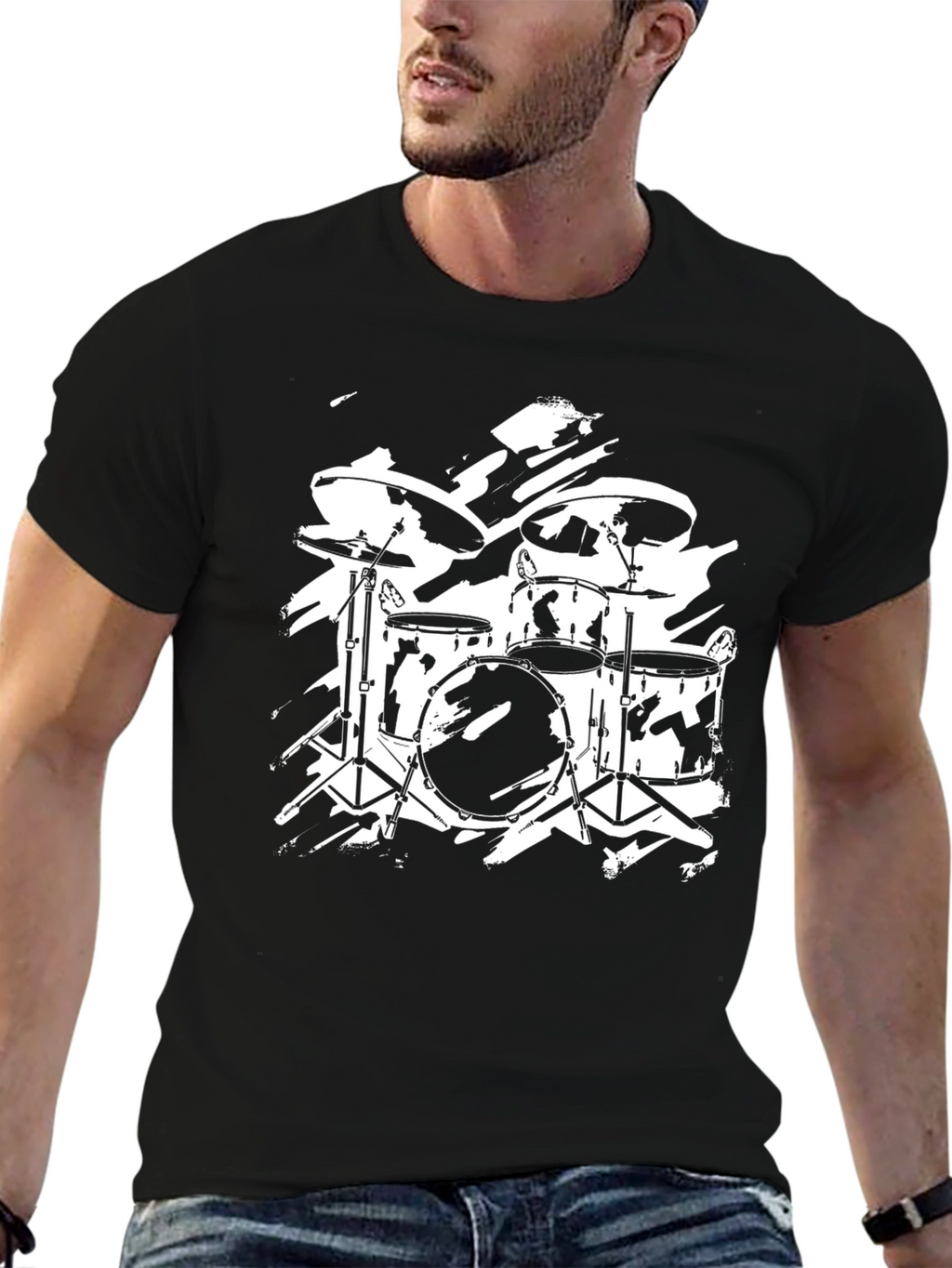 Drum Kit Graphic T-Shirt - Rock Band Style