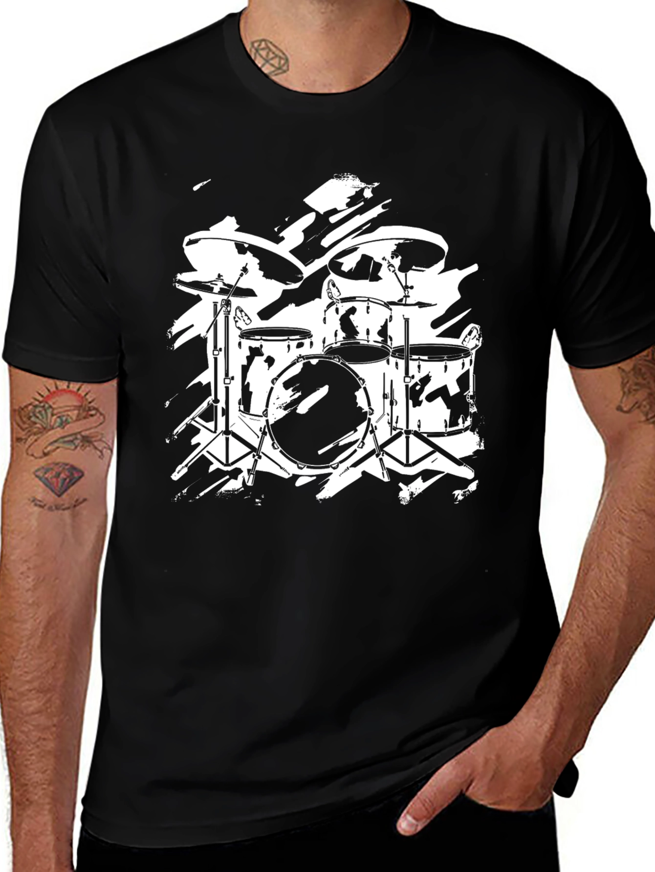 Drum Kit Graphic T-Shirt - Rock Band Style