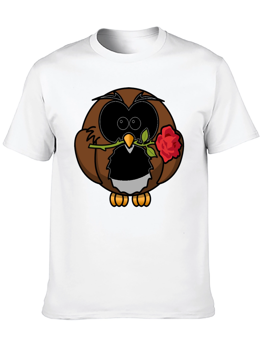 Owl with Rose Graphic T-Shirt - Black