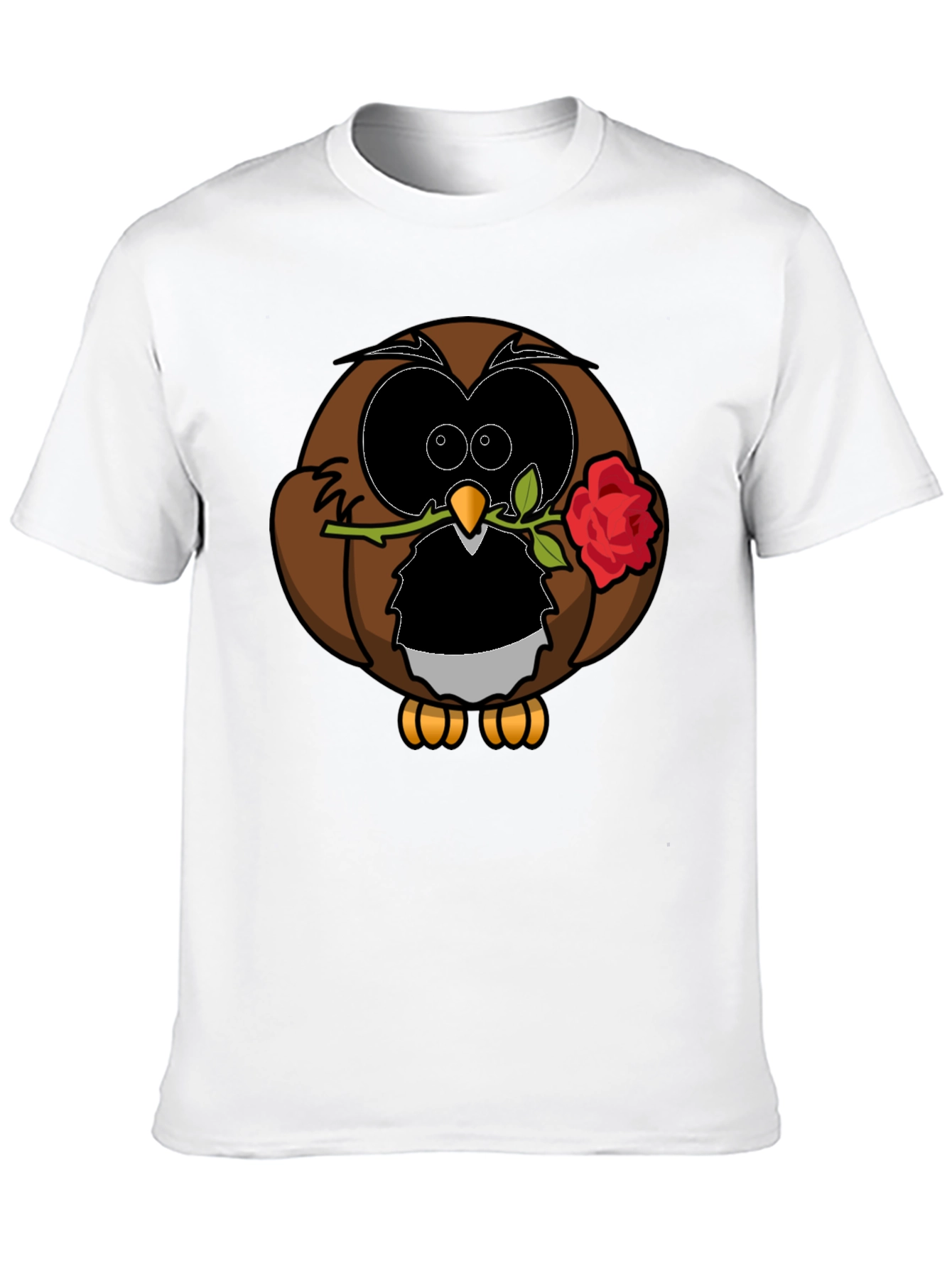 Owl with Rose Graphic T-Shirt - Black