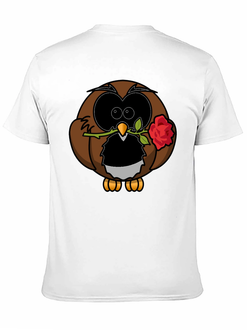 Owl with Rose Graphic T-Shirt - Black