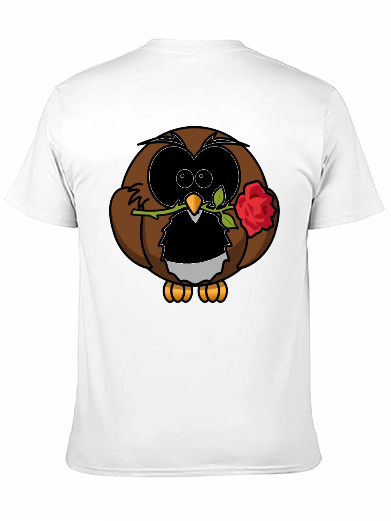 Owl with Rose Graphic T-Shirt - Black