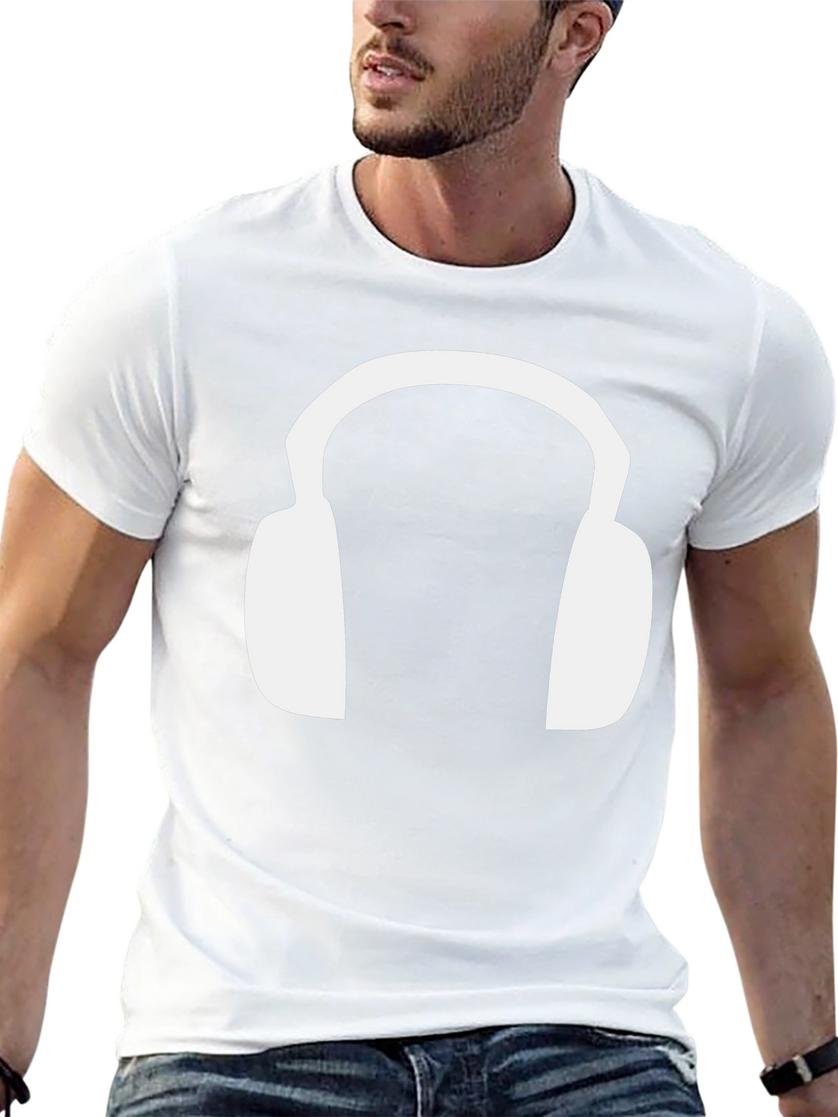 Headphone Graphic Tee - Black Cotton T-Shirt